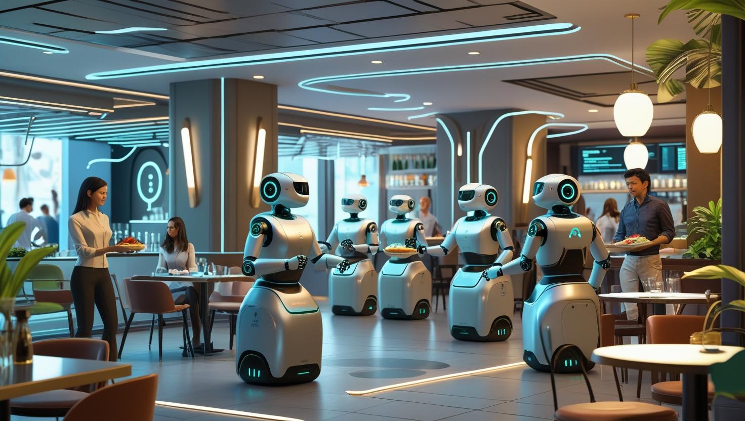 AIROBOT robots serving in restaurant